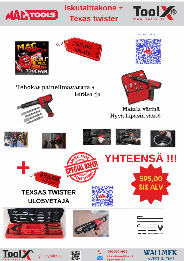 Iskutalttakone ja Texas Twister ulosvetäjän tarjous